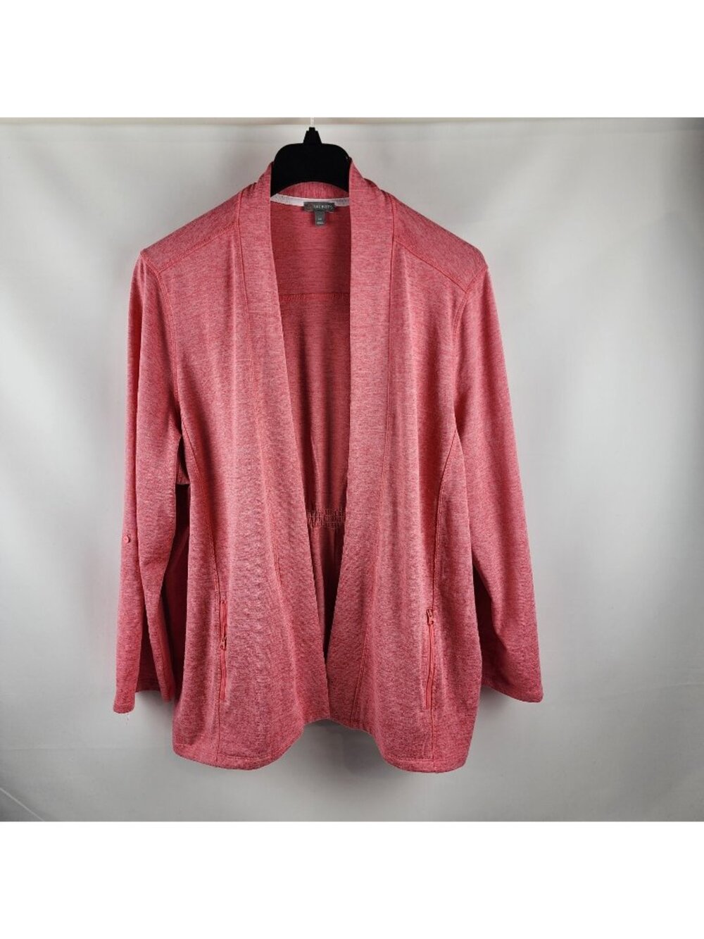Talbots Sweater Women Plus 3X Red Pink Open Front Knit Long Sleeve Cardigan